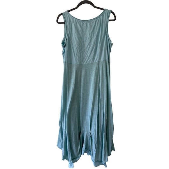 Stella Carakasi Aqua Linen Sleeveless V-Neck Flowy Asymmetrical Dress - Picture 2 of 12